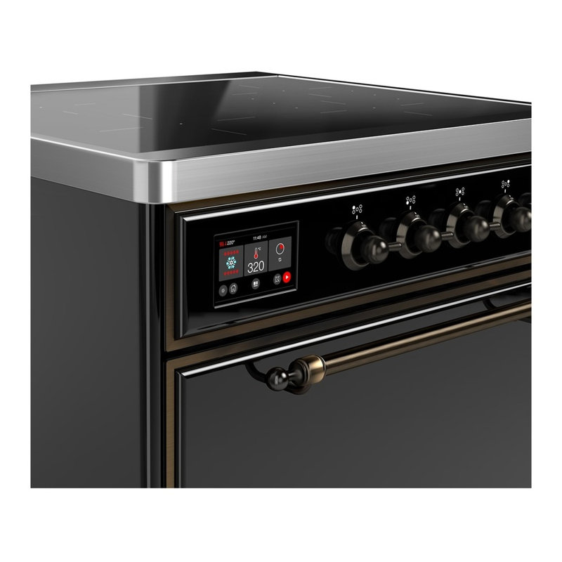 Cuisinière à induction 30 pouces avec 4 éléments à induction en noir brillant (garniture brunie) Majestic III Series, Brunie