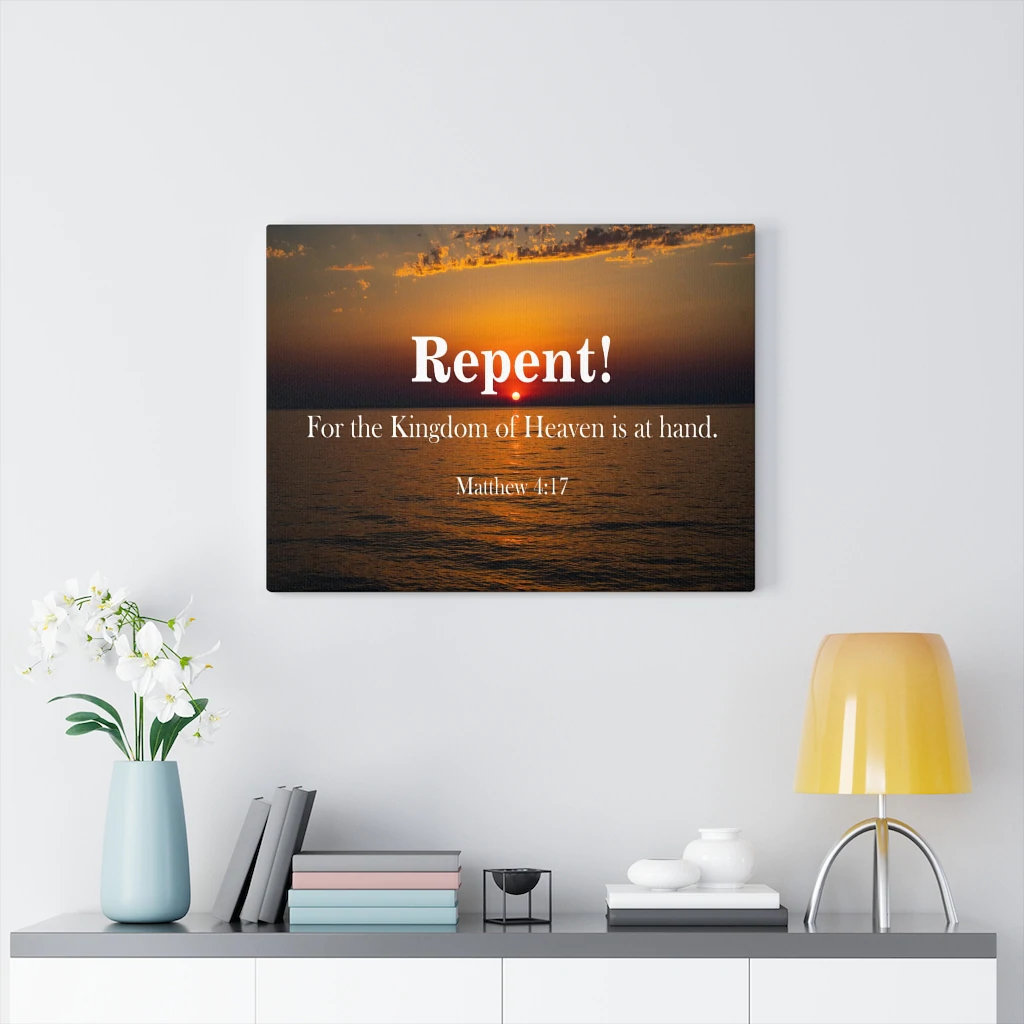 Blue Elephant Repent Matthew 4:17 - Wrapped Canvas Typography | Wayfair ...