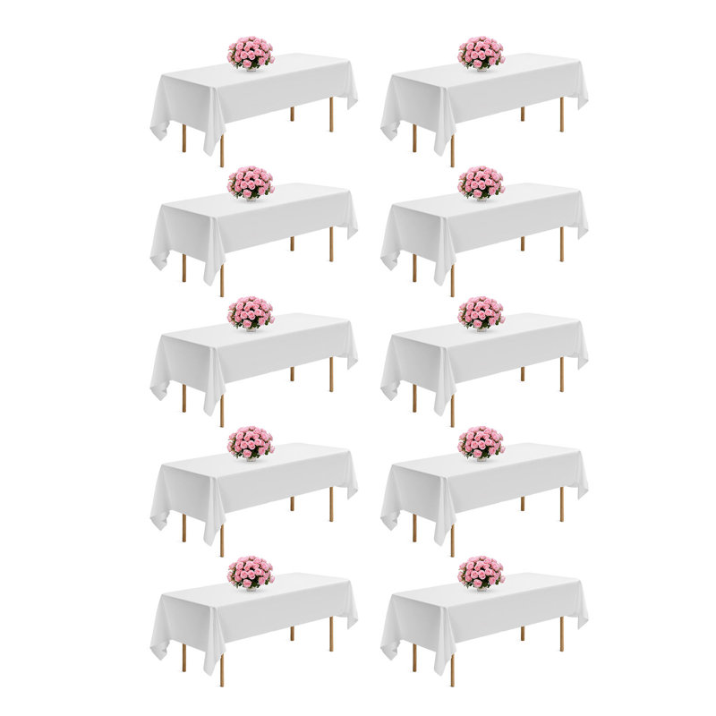 Nappes blanches pour tables rectangulaires, 60 x 102 pouces, vêtements de table réutilisables et lavables à la machine, housses de table en tissu de polyester infroissable pour mariage, fête, banquet