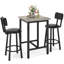 Ensemble de salle à manger industriel haut, table de pub compacte 3 pièces avec 2 tabourets confortables, options de marbre et de bois rustique pour studio et café, noir-1949111683-1949111685-2072898036