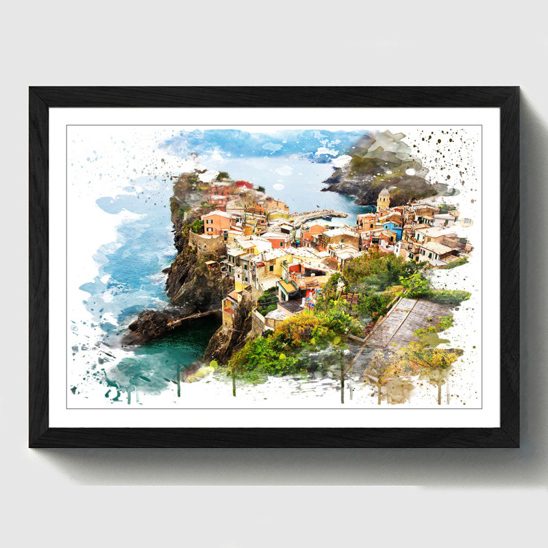 Landscape Cinque Terre Italy - Wall Art, 45cm H x 62cm W, Framed Picture