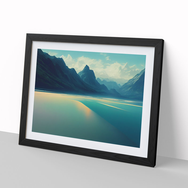 Mountain Lake View - Framed Print, Black Framed, 46cm H x 64cm W x 2cm D