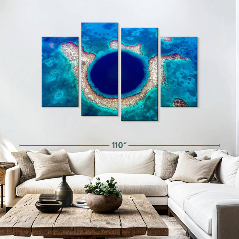 Harpa Great Blue Hole Aerial, 54" H x 84" W