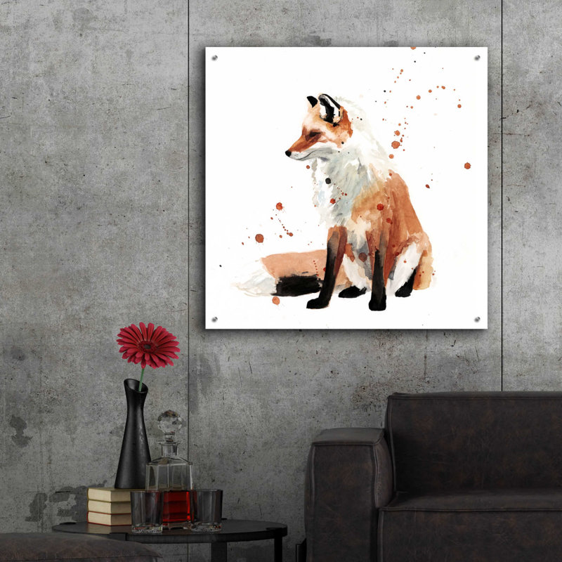 «Watercolor Fox I» par Victoria Barnes - peinture sans cadre, H 36 po x l 36 po x P 0,2 po