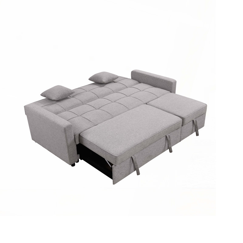 Convertible Sleeper Sofa Bed with Pullout Bed, Light Gray