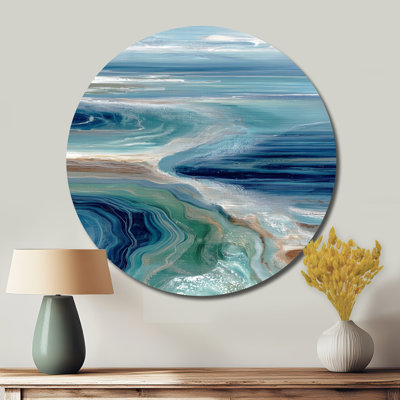 Jahid - art mural rond en métal Coastal