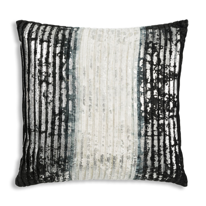 Milo Abstract Velvet Throw Pillow, Black, 14"H x 20"W, Rectangle