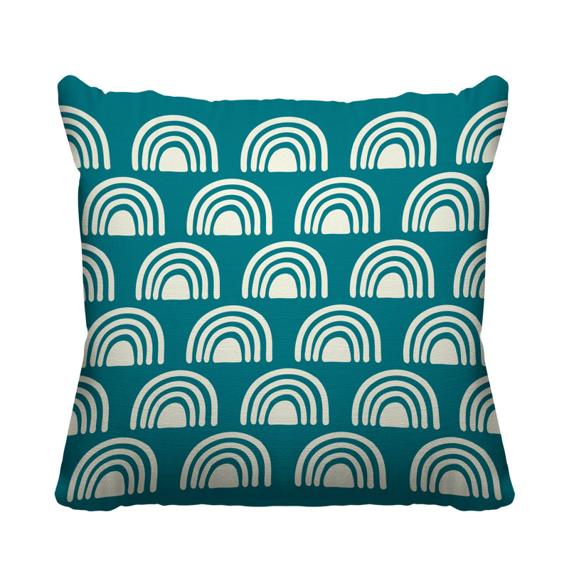 Coussin décoratif à motif abstrait, L 17 po x H 17 po, Turquoise