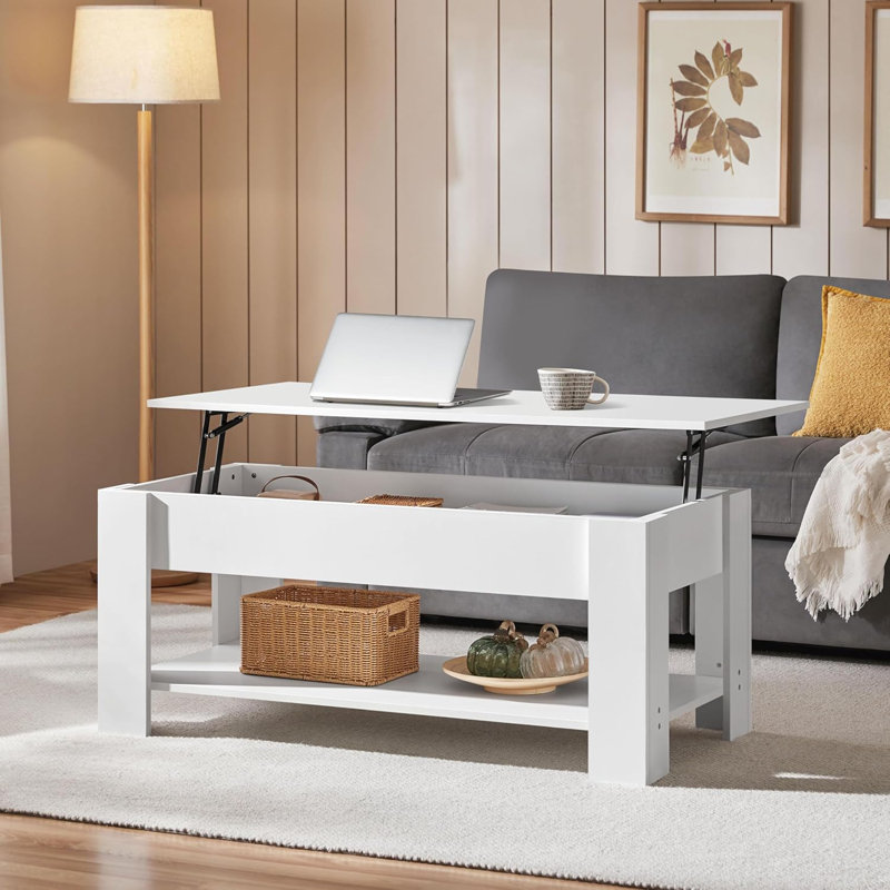 Table basse Ajeem, H 19,5 po x L 47,5 po x l 23,5 po, Blanc