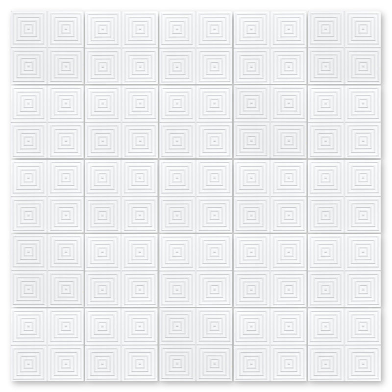 Square Wave Relief in White 8" x 8" Straight Edge Cement Patterned Wall & Floor Tile, White