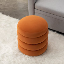 Siany Upholstered Ottoman Mercer41 Body Fabric: Orange Velvet