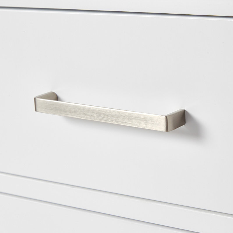 Cambridge 60'' W Single Bathroom Vanity Base, Brushed Nickel, White