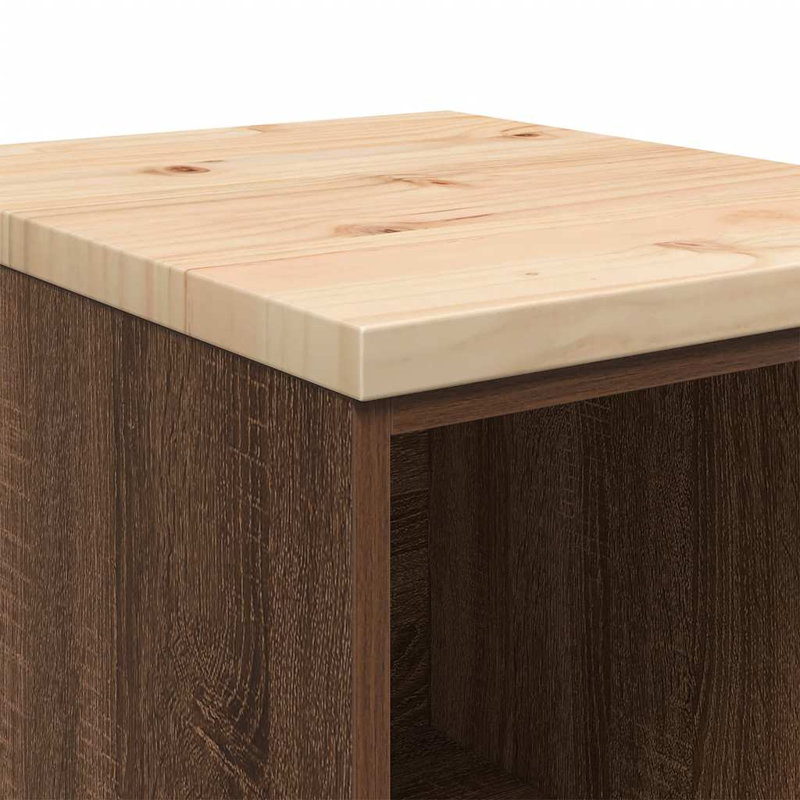 Solid Wood Single Storage Cabinet ( 85cm H x 40cm W x 51cm D), Brown Oak