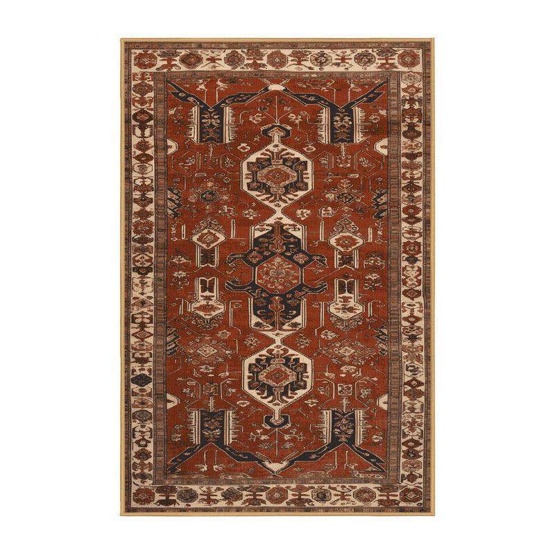 Tapis brun turc lavable à la machine, Rectangulaire 2 pi x 3 pi