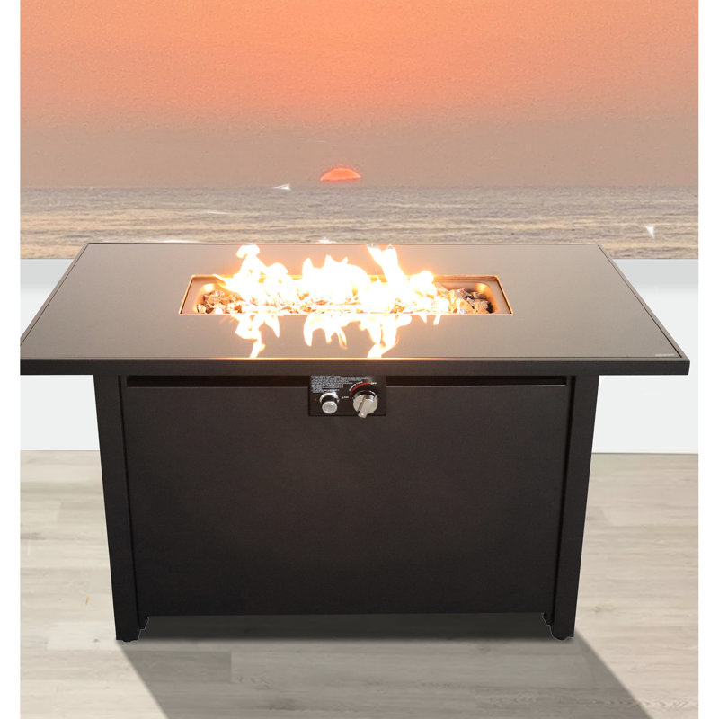 Foyer de table 43 po noir, 50000, support de tuyau en acier inoxydable 43 po, échangeur de chaleur
