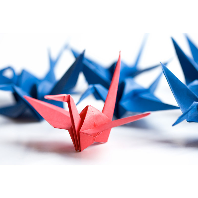 Grues en papier par Diane555, H 8 po x l 12 po