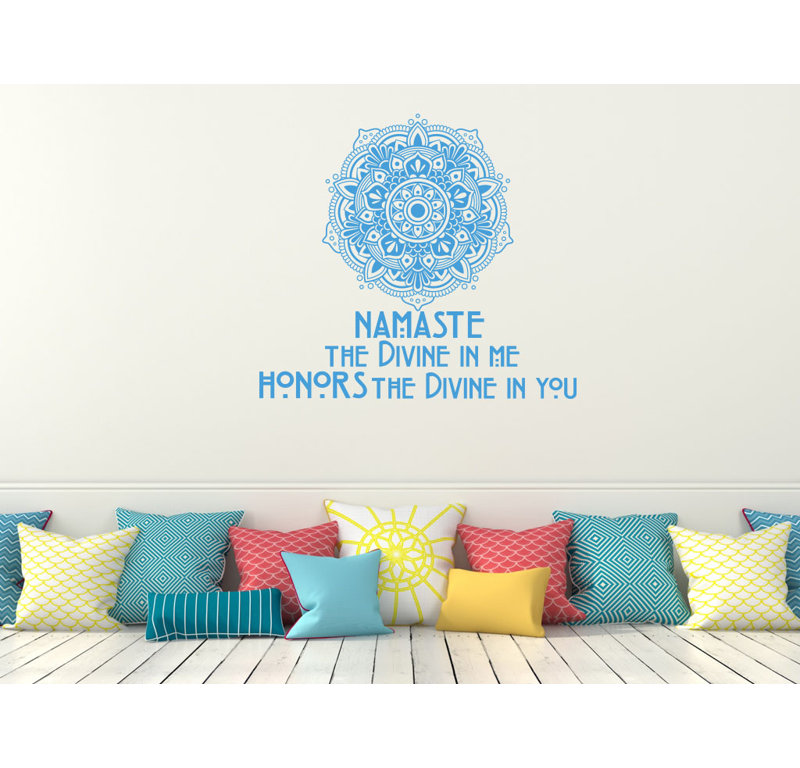 Décalcomanie murale décoration mandala Namaste, Bleu givré