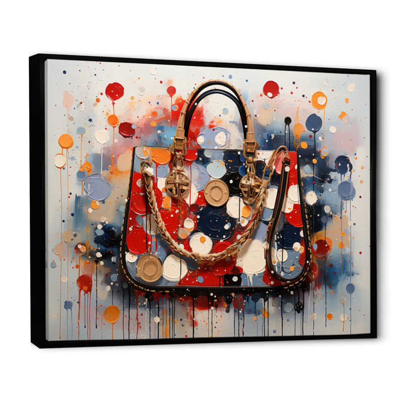 Fashion Bag Pointillism I - imprimé, H 16 po x l 32 po x P 1 po, Cadre flottant noir