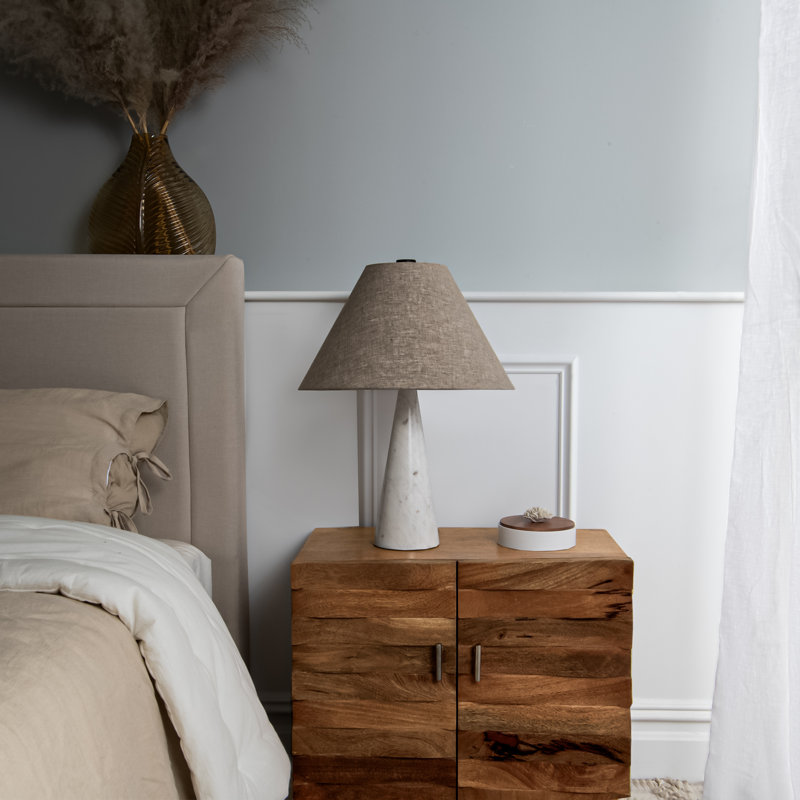Modern Cone Shaped White Marble Base Table Lamp