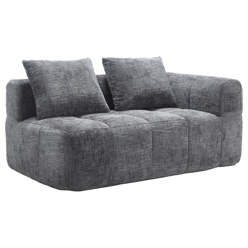 Minimalist modular sofa in premium wrinkle-resistant display fabric with ergonomic design, Gray Chenille