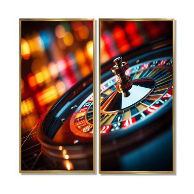 Casino Royale roulette IV - art mural moderne rouge 2 panneaux