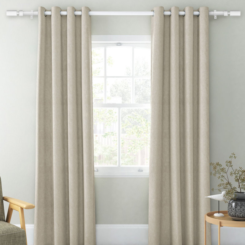 Glossy White Metal Adjustable Curtain Rod with Finials