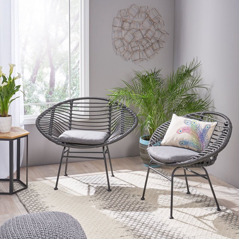 Fauteuil Papasan large de 93,98 cm, englund, Gris foncé, gris