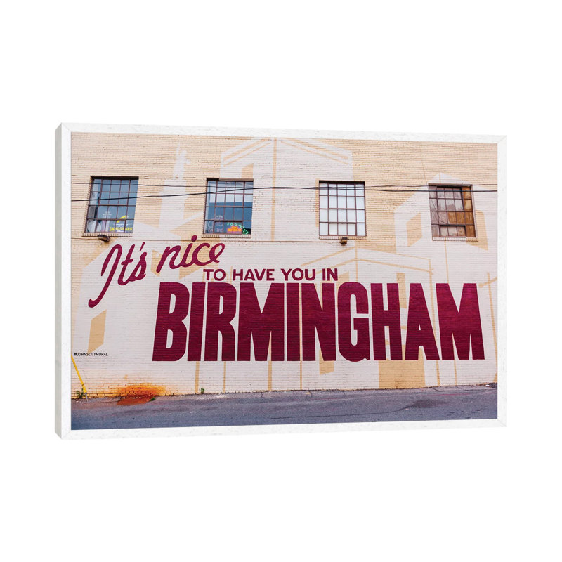 Birmingham Mural by Bethany Young - Print on Canvas, 45.72cm H x 66.04cm W x 3.81cm D, White Framed