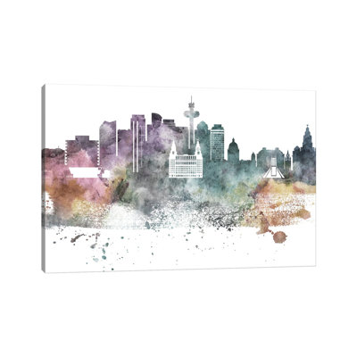 Liverpool Pastel Skyline by Wall Decor Addict - Wrapped Canvas Painting