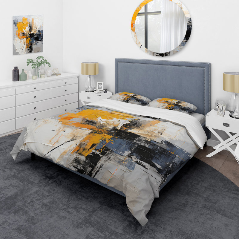 Ensemble de housse de couette gris et jaune Elegance IV - Abstract Collages
