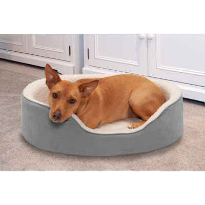 Faux Sherpa & Suede Oval Dog Bed