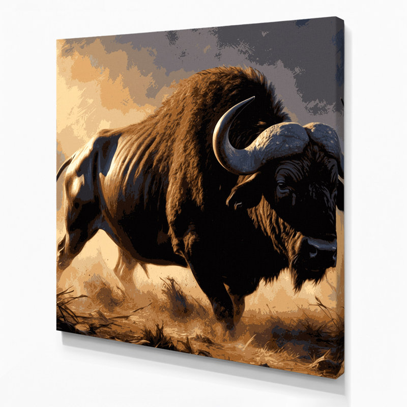 Wildlife African Buffalo Brown Canvas Wall Art, 8" H x 8" W