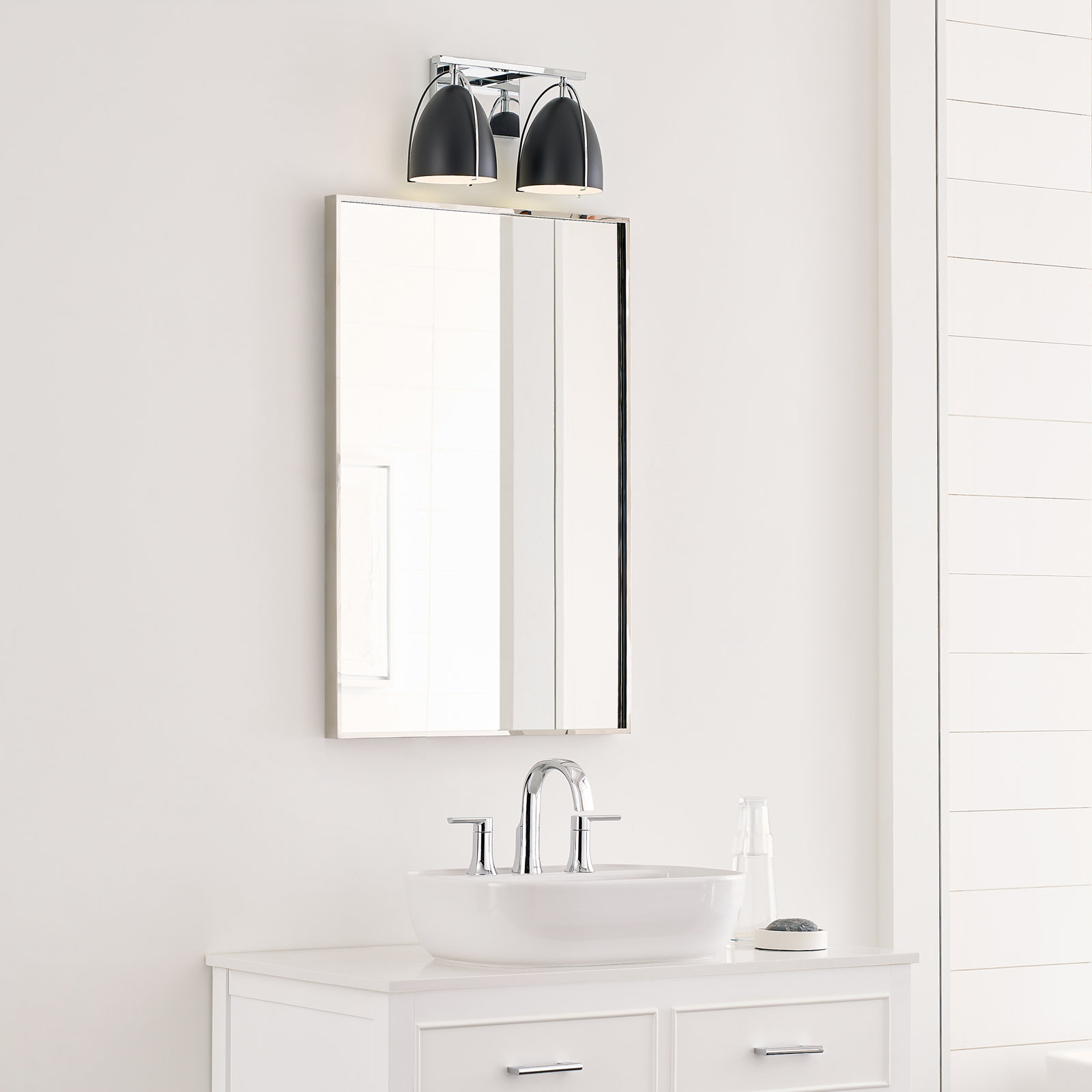 Nikki 2-Light Dimmable Vanity Light , Chrome, No, Black