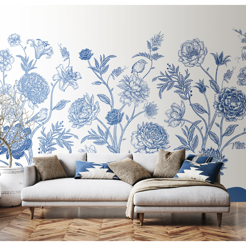 Murale verte Jacobean Rose Trail, Bleu