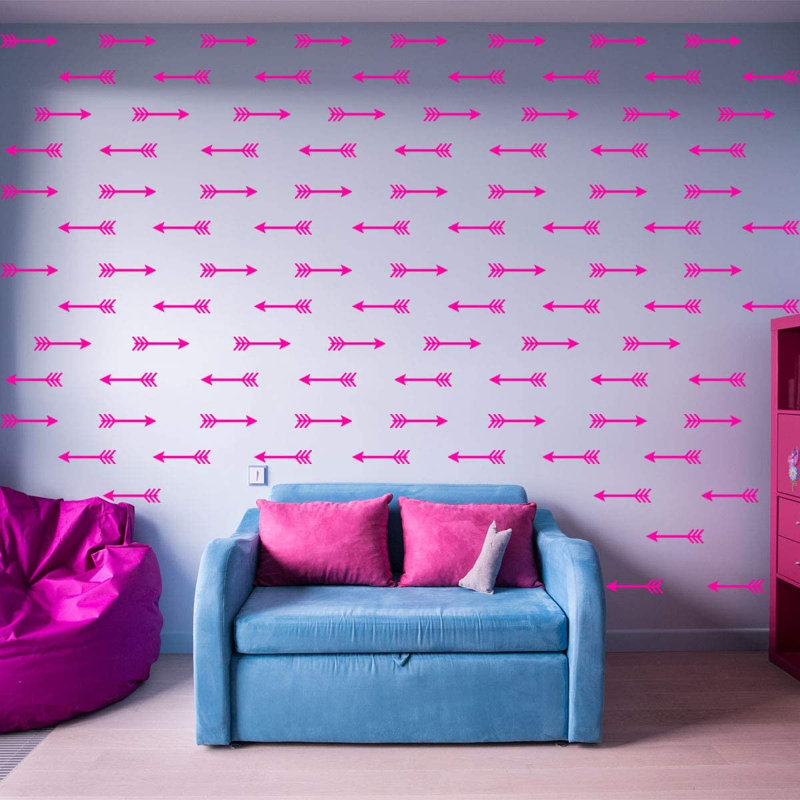 Décalcomanie murale flèches, H 2 po x l 10 po x P 0,8 po, Rose vif