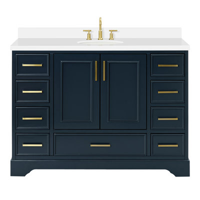 49'' Single Bathroom Vanity with White Quartz Top