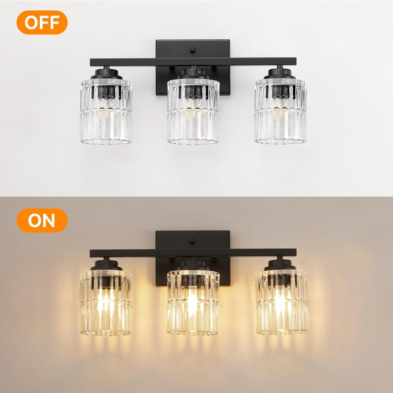 Luminaires de salle de bain 19 pouces, lumières de meuble-lavabo modernes 3 lumières noir brossé