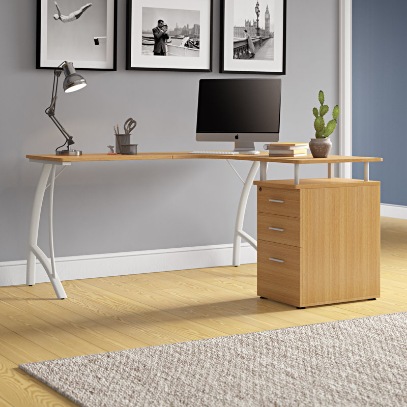 Ozella L-Shaped Writing Desk, Oak