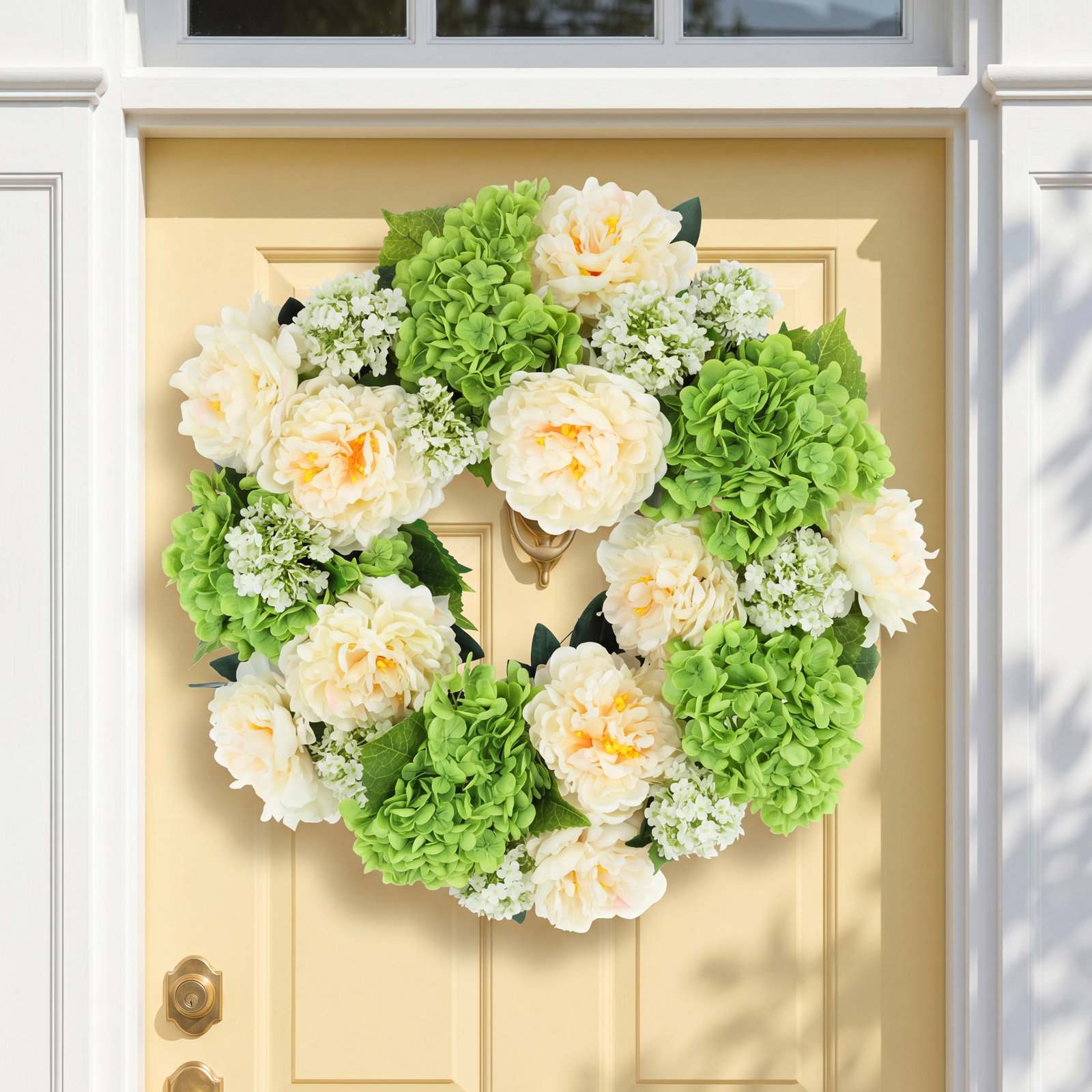 22" Spring Wreath with Real-Touch Hydrangeas and Peonies