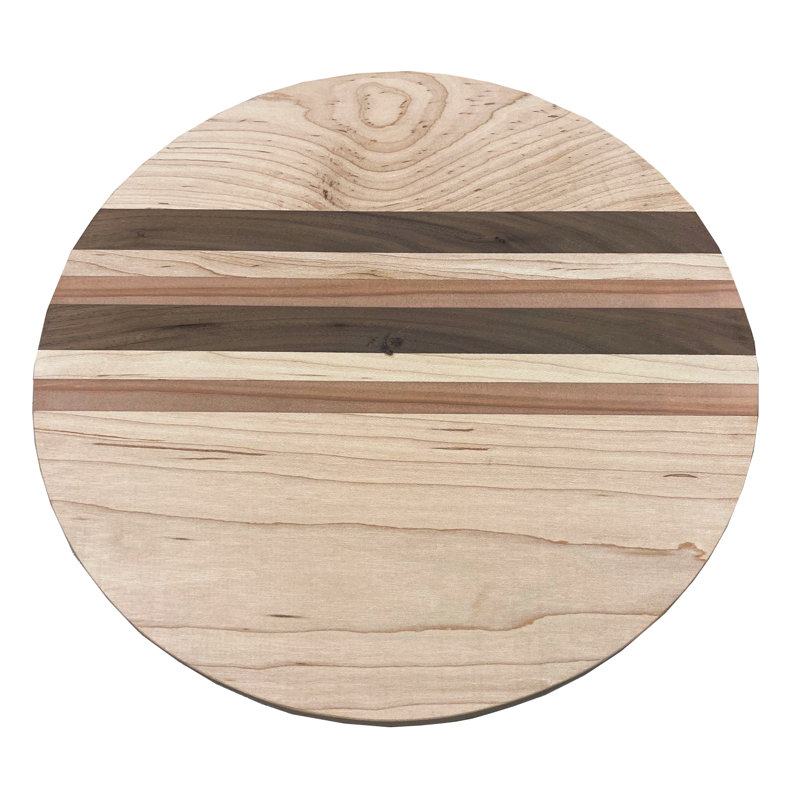 Planche à découper 12 po ronde en érable mélangé avec grain de noyer, L 12 po x L 12 po