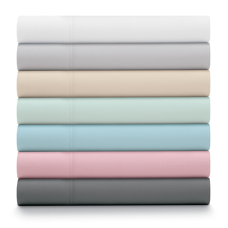 Full Size Light Grey Cotton Percale Deep Pocket Sheet Set
