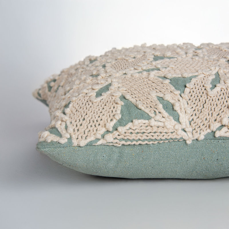 Coussin décoratif en toile de coton recyclé, Vert clair / naturel, Mélange de duvet