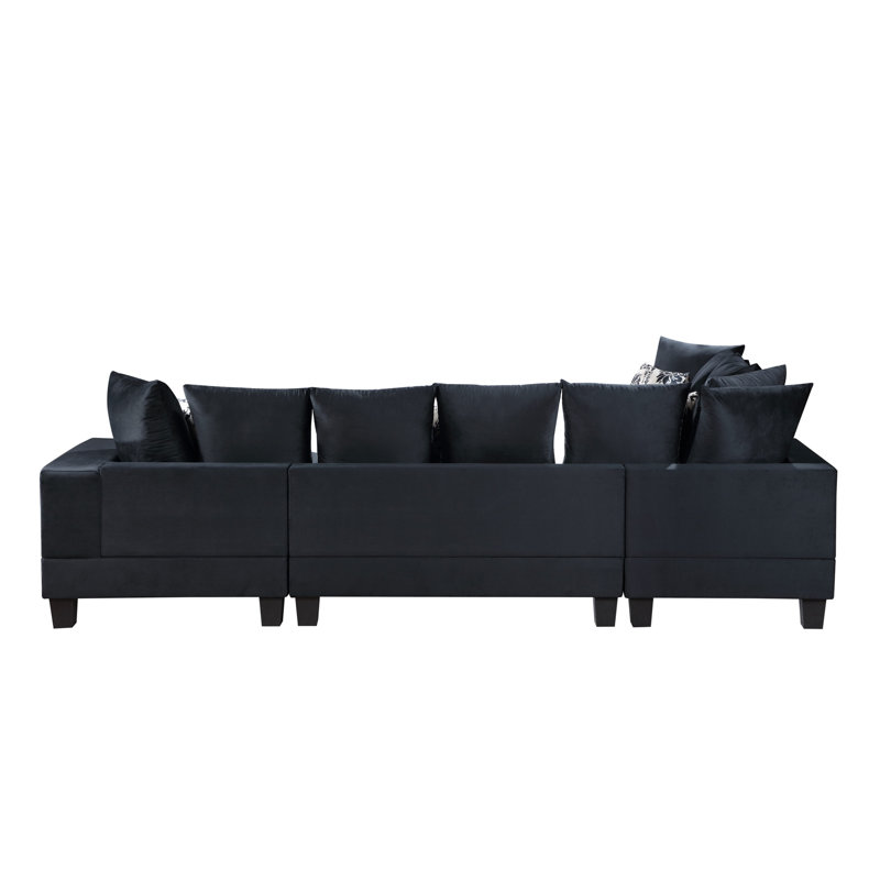 Canapé modulaire 4 pièces 4 pièces, Velours noir
