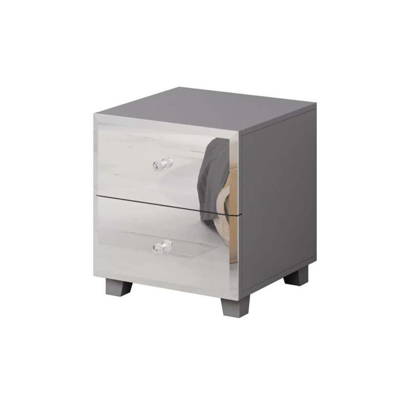 Azsa 45cm W Manufactured Wood Bedside Table, Grey