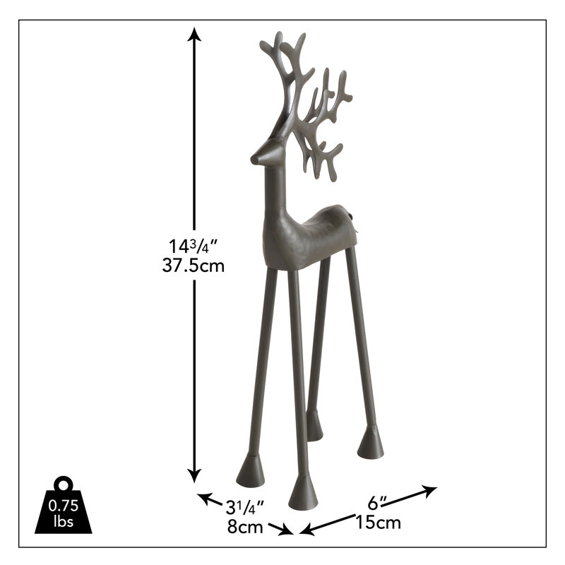 Figurine de renne rustique, 14,75 pouces