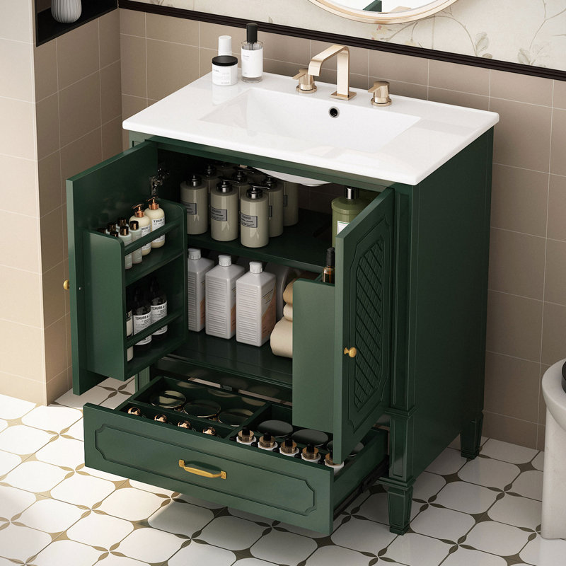 Lauren 30'' Single Bathroom Vanity With Ceramic Top, Green