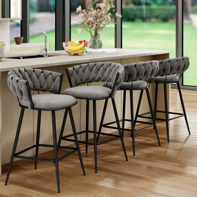 Upholstered Velvet Counter Stool
