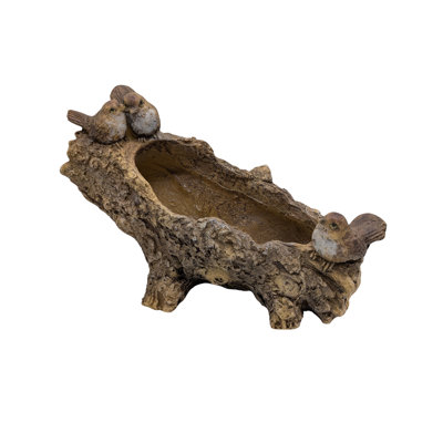 Faux Wood Bird Log Planter