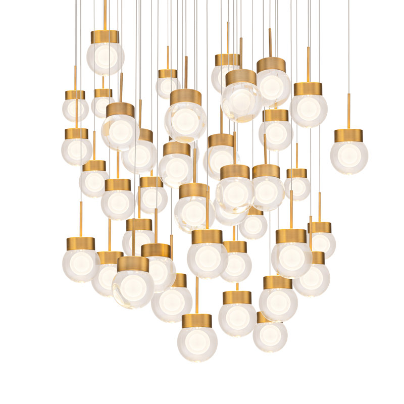 Double Bubble LED Pendant, Aged Brass, 5.5" H x 36.75" W x 36.75" D, 41