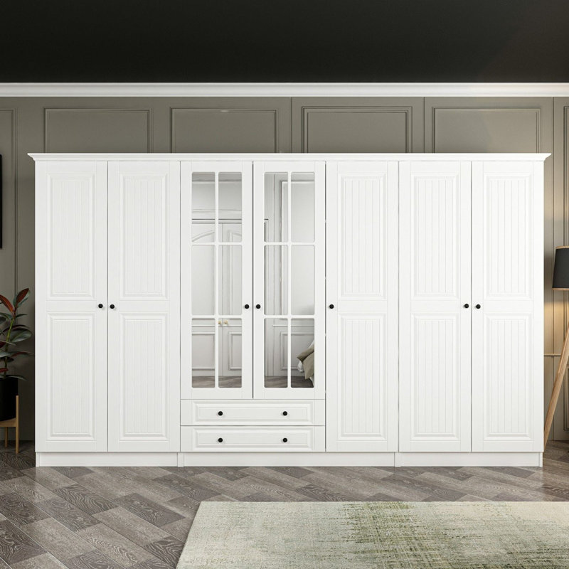 Elina 7 Door Manufactured Wood Wardrobe, 235cm H x 315cm W x 52cm D